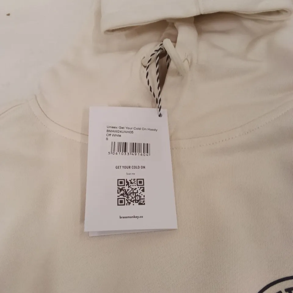 BOX TO CONTAIN BRASS MONKEY HOODY - OFF WHITE SIZE S APPROXIMATELY 4