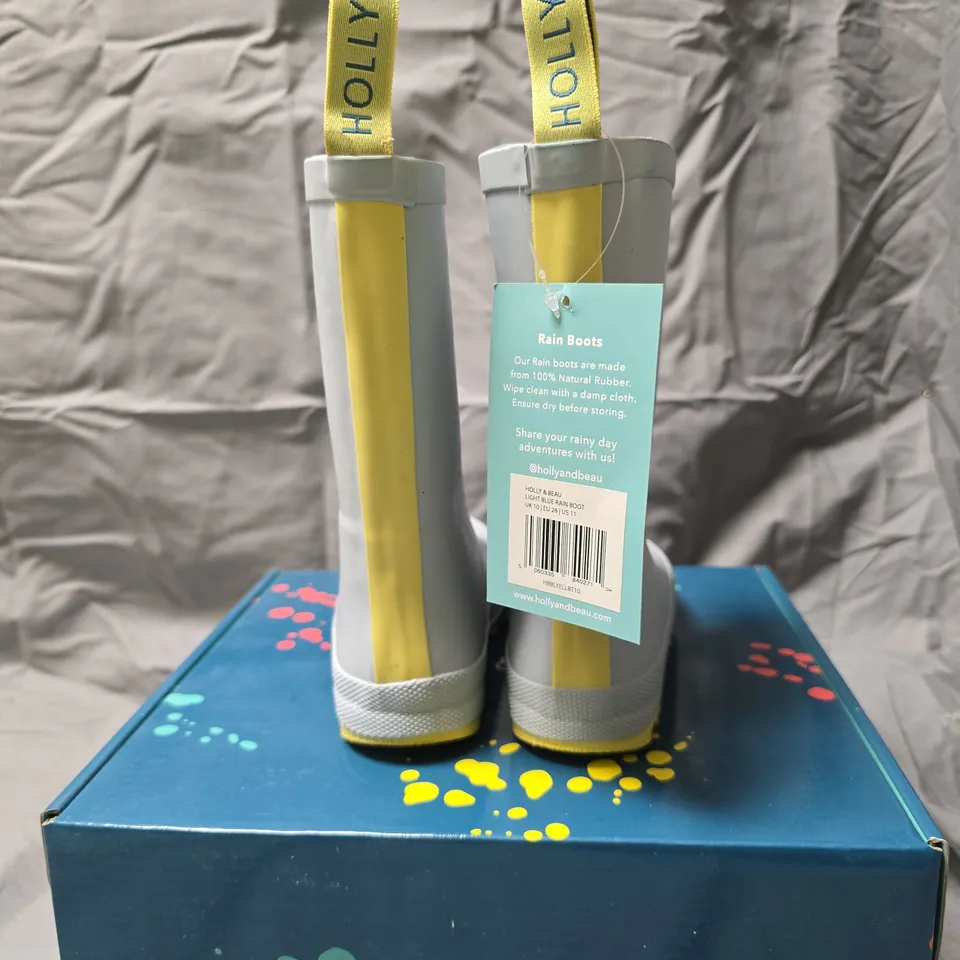 HOLLY & BEAU LIGHT BLUE RAIN BOOTS FOR KIDS UK 10