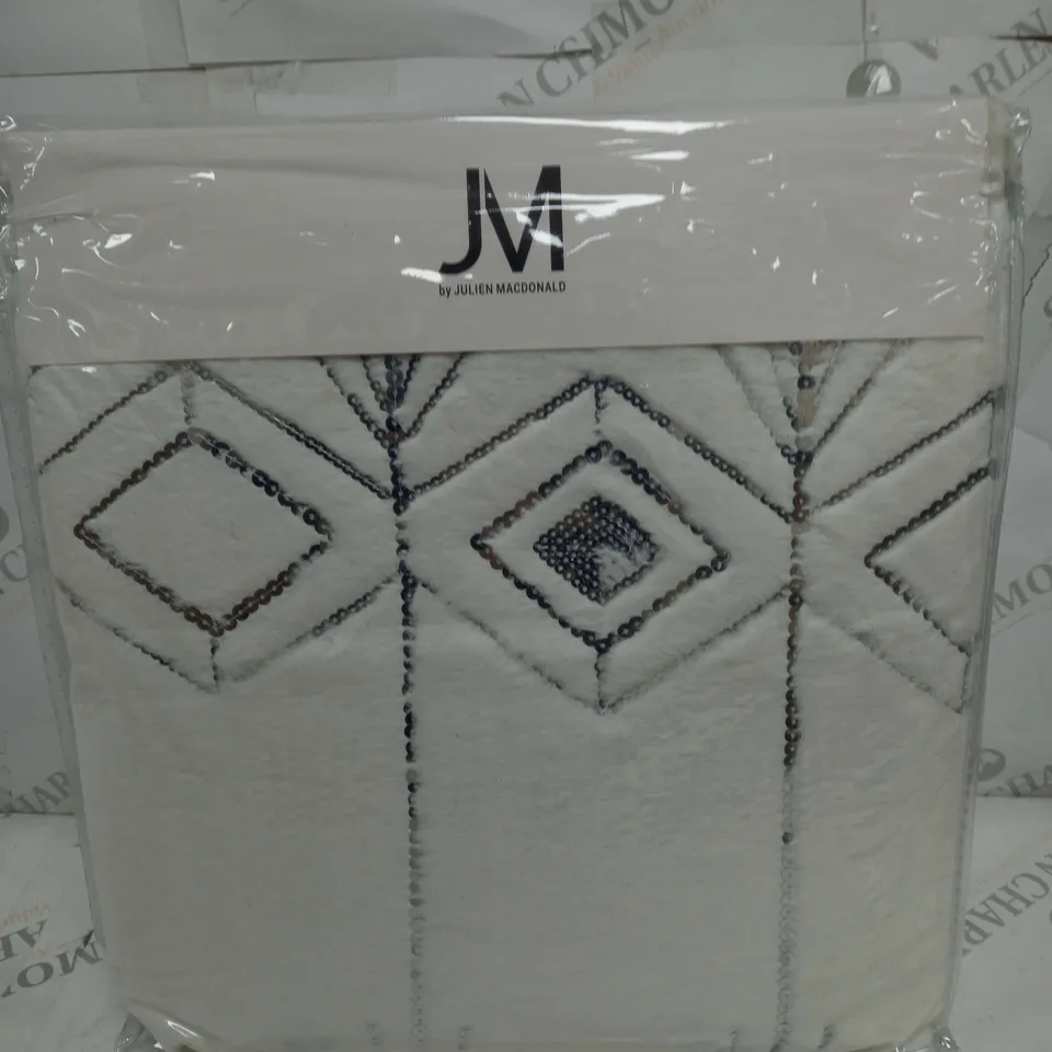 JULIEN MACDONALD JM ART EMBELLISHED THROW IN WHITE