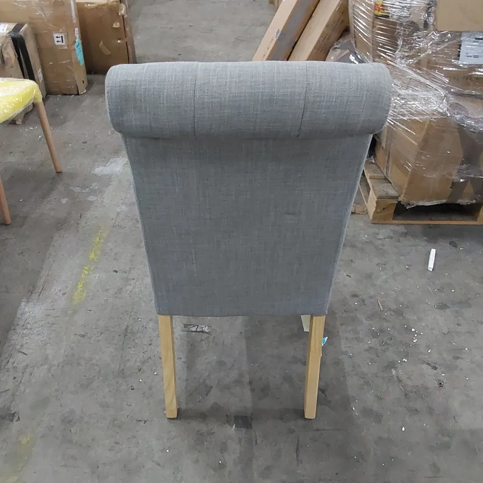 DESIGNER GREY LINEN DINING CHAIR 