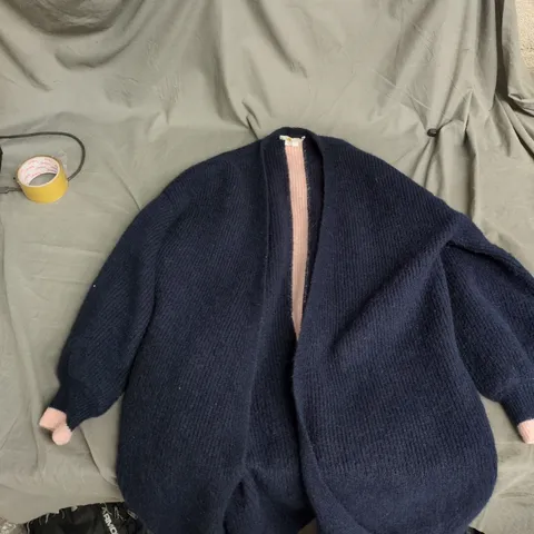 BODEN NAVY KNITTED CARDIGAN – UK 12 (US 8), PINK TRIM