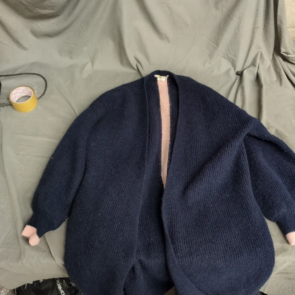 BODEN NAVY KNITTED CARDIGAN – UK 12 (US 8), PINK TRIM