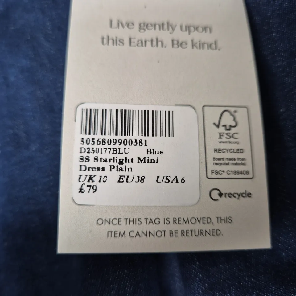 NOBODY'S CHILD BLUE DENIM MINI DRESS – UK 10 (EU 38, USA 6)