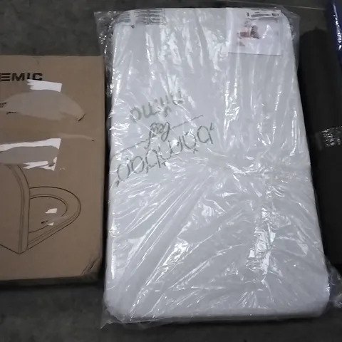 PALLET OF ASSORTED PRODUCTS TO INCLUDE; STOREMIC TOILET SEAT, CEIKEN UMBRELLA AND BAMBOO COT MATTRESS