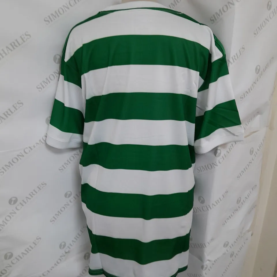 ADIDAS JERSEY IN GREEN AND WHITE STRIPE SIZE L
