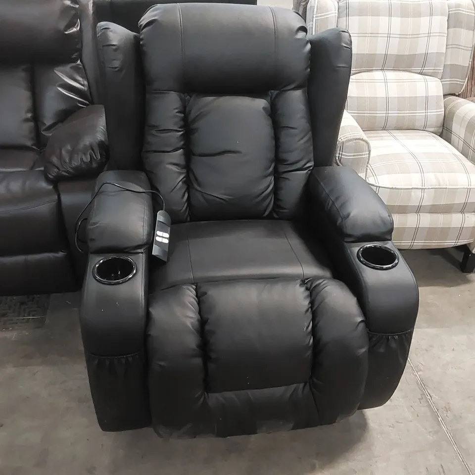 DESIGNER BLACK FAUX LEATHER ELECTRIC MECHANISM CHAIR