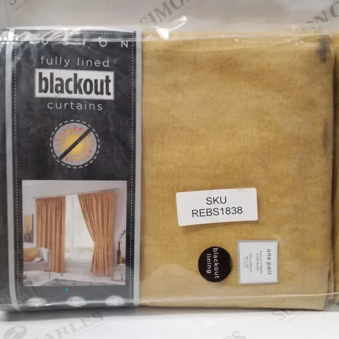 FUSION FULLY LINED BLACKOUT CURTAINS 168×228CM - OCHRE