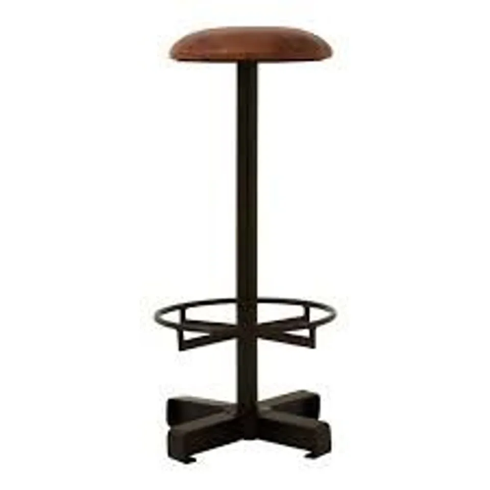 BOXED HOMESDIRECT365 IRON LEATHER STOOL -BROWN-