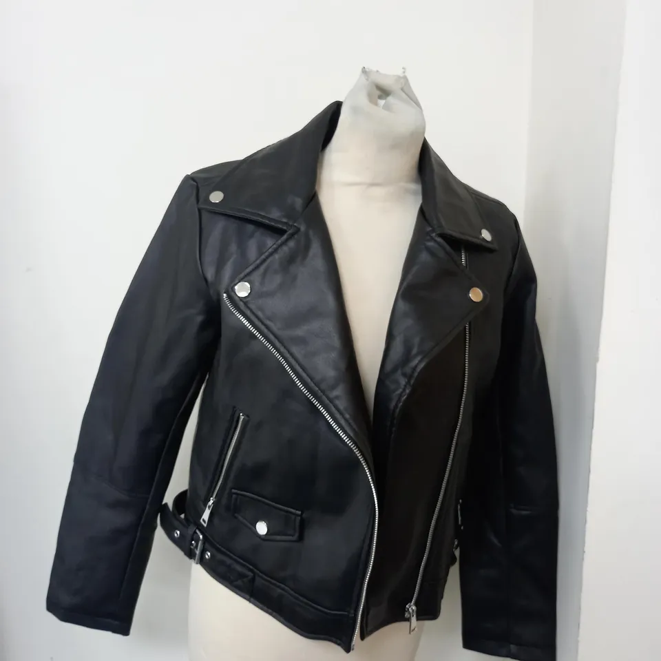 URBAN BLISS NESSA FAUX LEATHER BIKER JACKET - SIZE 8