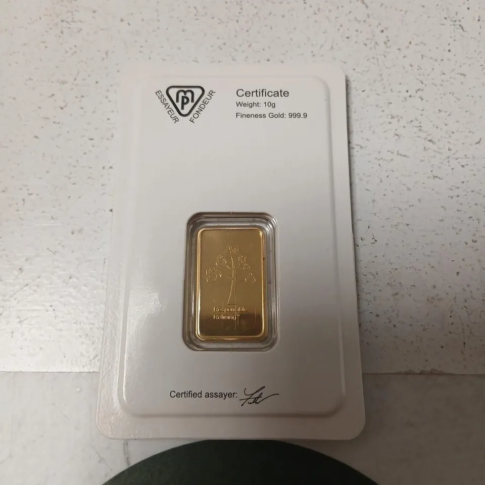 METALOR 10G FINE GOLD BAR 999.9 (SWITZERLAND) WITH CERTIFICATE