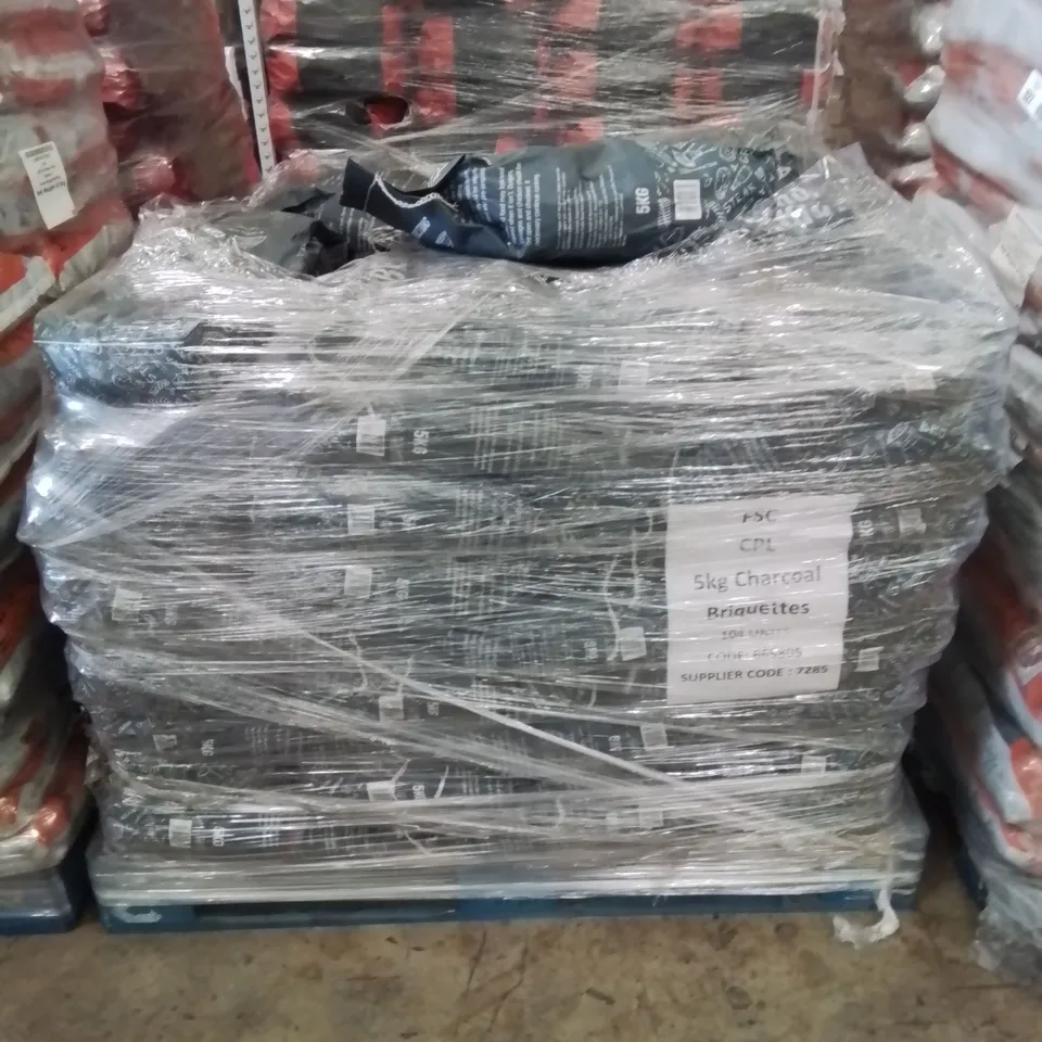 A PALLET TO CONTAIN APPROXIMATELY  100 X 5KG BAGS OF BARBECUE CHARCOAL BRIQUETTES 