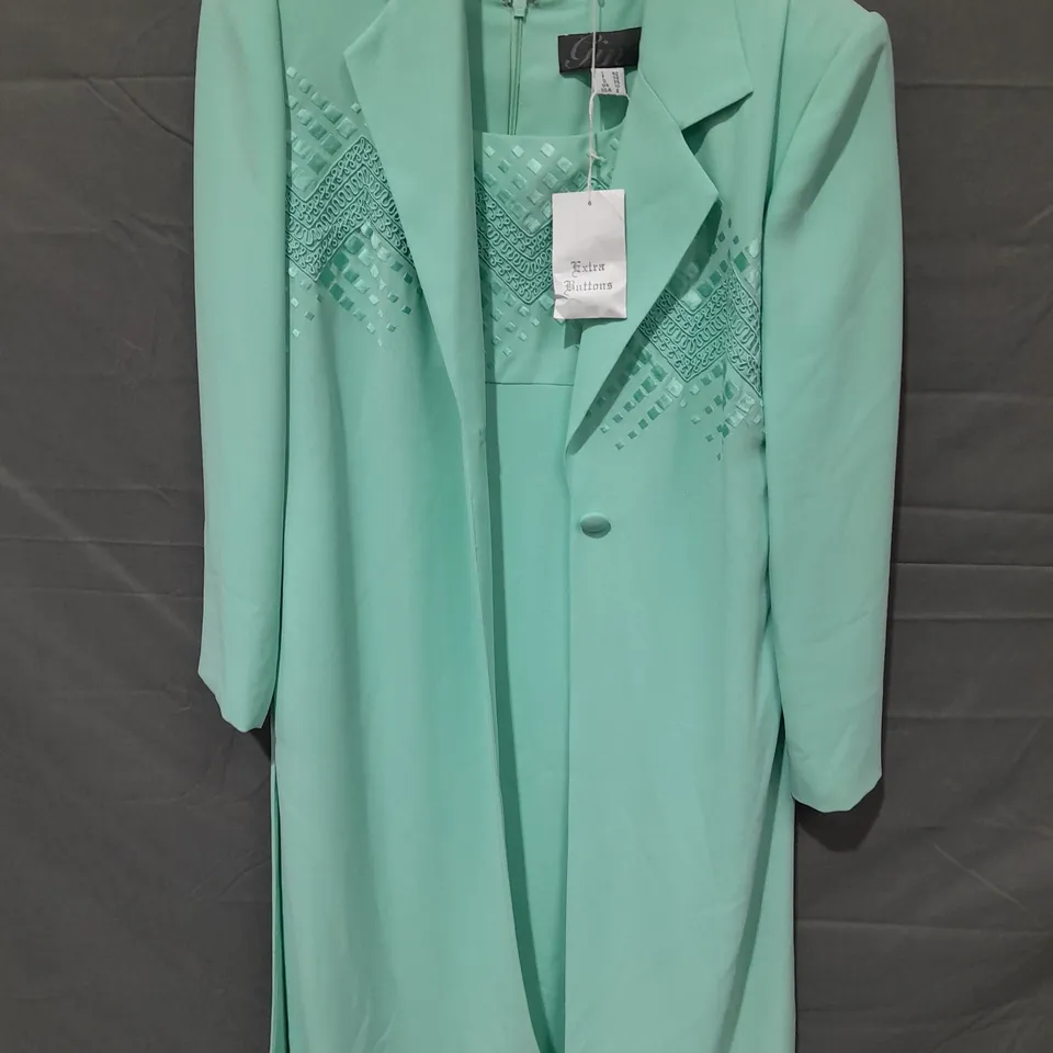 GINA GREEN DRESS AND JACKET SET - UK 10