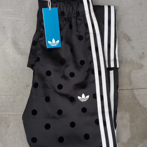 ADIDAS WIDE LEG POLKA DOT TRACK PANTS IN BLACK/WHITE SIZE 2XS