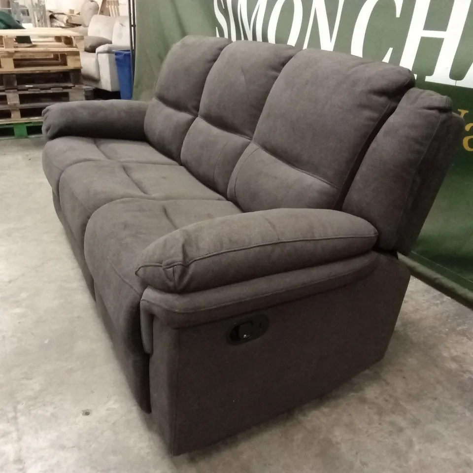 ALBION CHENILLE 3 SEATER HIGH BACK MANUAL RECLINER SOFA - CHARCOAL RRP £679