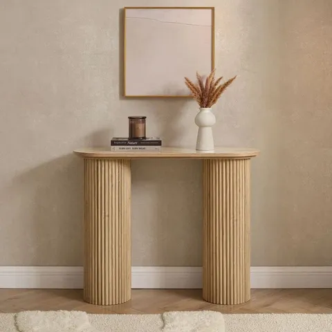 BOXED DUSK HATTIE CONSOLE TABLE - LIGHT WOOD (2 BOXES)