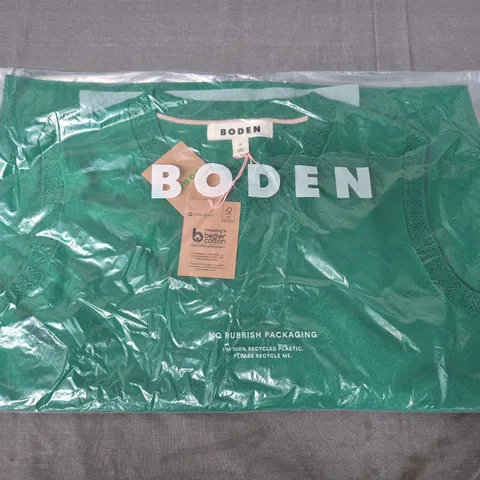 BAGGED BODEN EMILIA COTTON CREW NECK TANK IN GREEN - MEDIUM