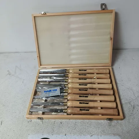 HURRICANE 8-PIECE HSS LATHE CHISEL SET IN WOODEN CASE