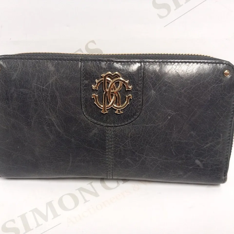 ROBERTO CAVALLI GREY LEATHER PURSE