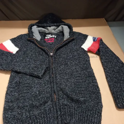 SUPERDRY ZIP THROUGH KNITTED JACKET - L