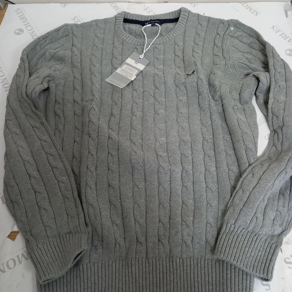 CREW CLOTHING OARSMAN ORGANIC CABLE CREW TOP - LARGE