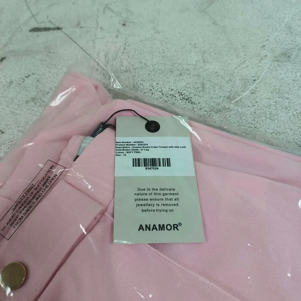 ANAMOR SCUBA CREPE TROUSER WITH SIDE LOCK GOLD BUTTON DETAILS 27 LEG UK 12 TAGGED