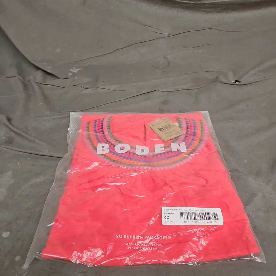 BODEN ELENI EMBROIDERED SHORT DRESS – PINK, UK 10 (10R)