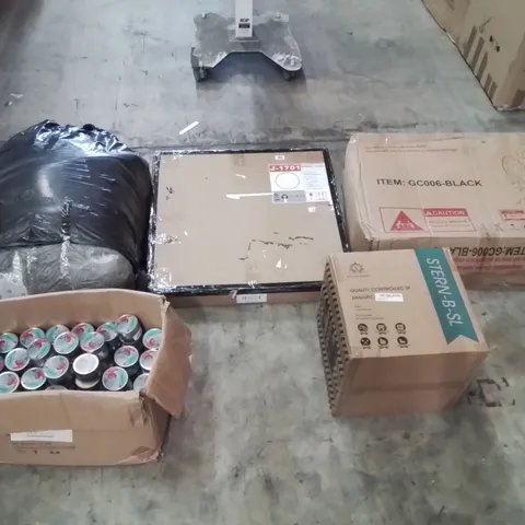 PALLET CONTAINING ASSORTED ITEMS TO INCLUDE: A LARGE QUANTITY OF SCENTED CANDLES AND SOAP BARS, VANCASSO DINING SET, GAMING CHAIR, LED MIRROR, LARGE RUG ECT