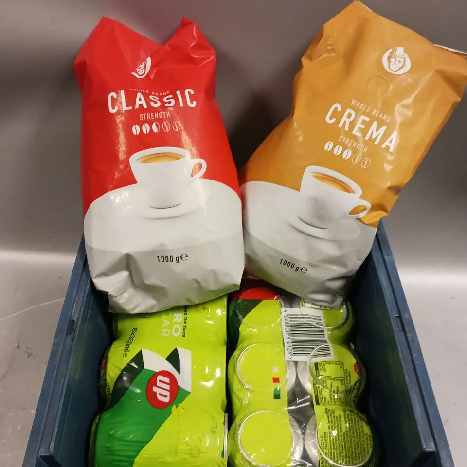 ASSORTED DRINKING PRODUCTS TO INCLUDE COFFEE BEANS & 7-UP MULTIPACKS - COLLECTION ONLY 