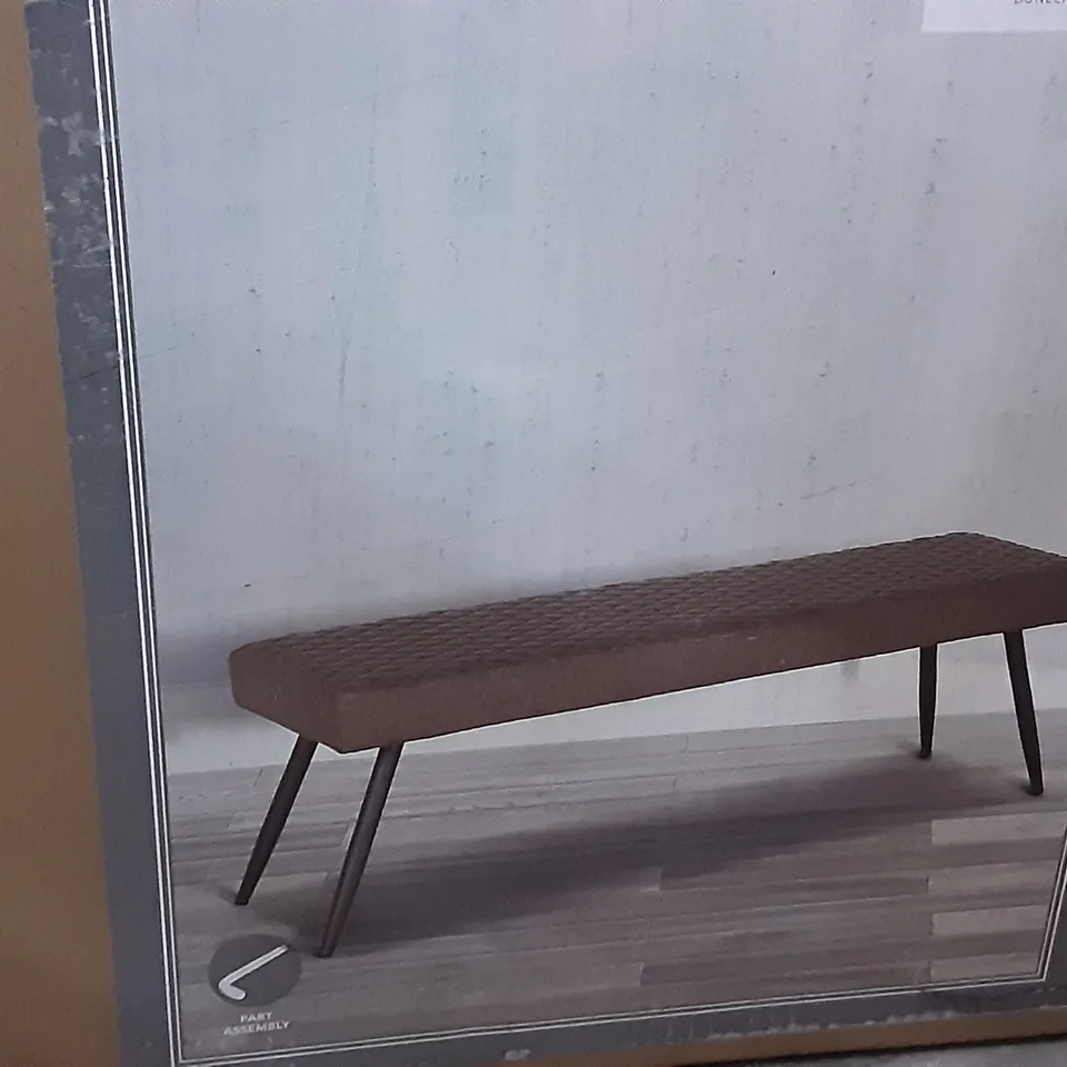BOXED MONTREAL DINING BENCH IN BROWN PU LEATHER,  H47 X W135 X D40CM 