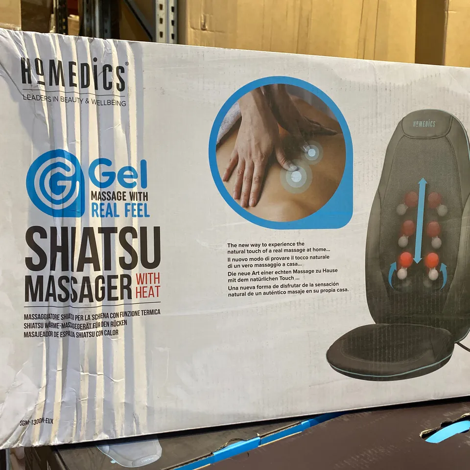 BOXED HOMEDICS SHIATSU MASSAGER WITH HEAT AND GEL MASSAGE WITH REAL FEEL