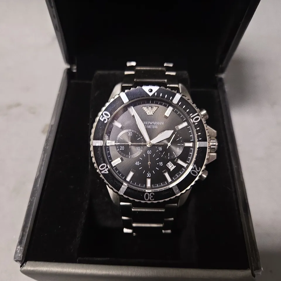 BOXED EMPORIO ARMANI DIVER CHRONO BLACK WATCH