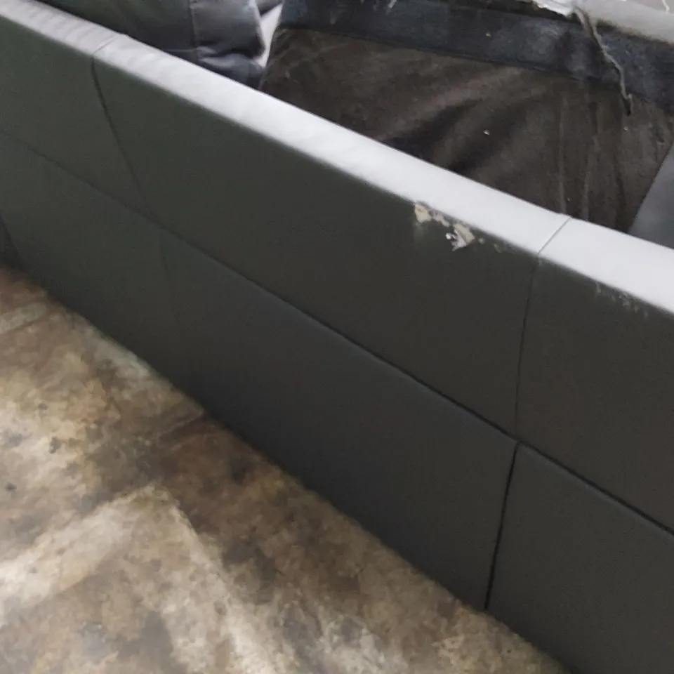 DESIGNER TWO SEATER SOFA GREY LEATHER 
