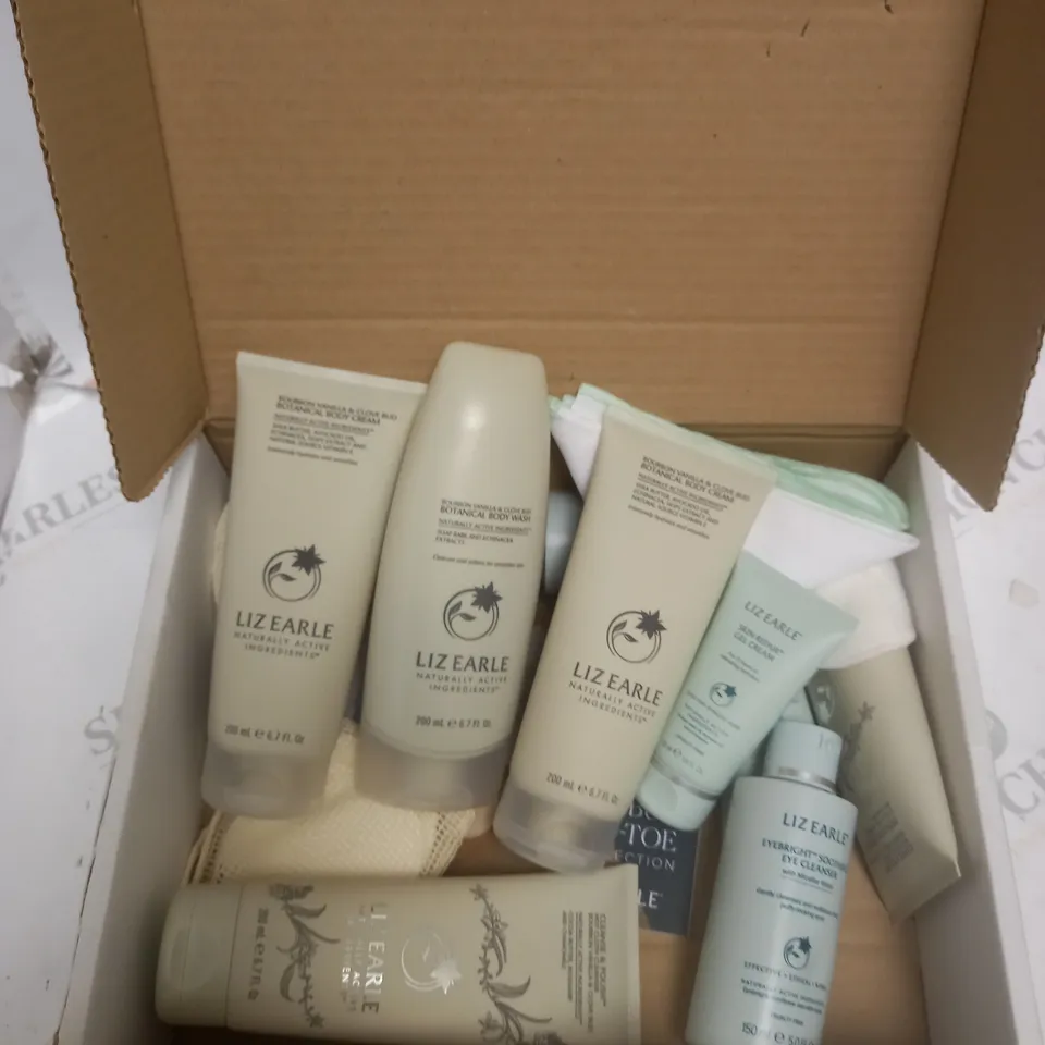 LIZ EARLE SKIN CARE COLLECTION TO INCLUDE BODY CREAM, EYE CLEANSER, BODY WASH ETC 