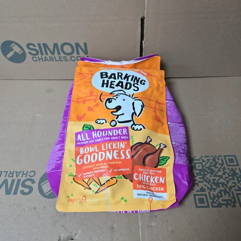 BARKING HEADS ALL HOUNDER MEDIUM SIZE KIBBLE FOR ADULT DOGS CHICKEN/RICE 2KG