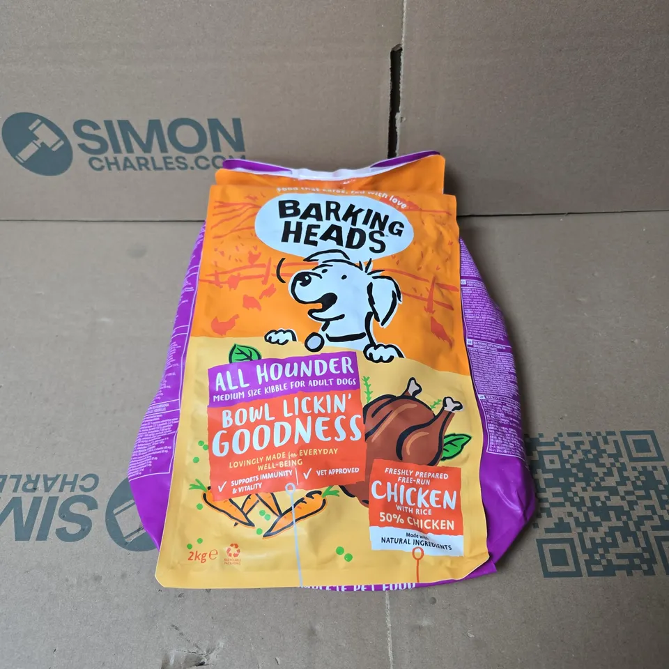 BARKING HEADS ALL HOUNDER MEDIUM SIZE KIBBLE FOR ADULT DOGS CHICKEN/RICE 2KG