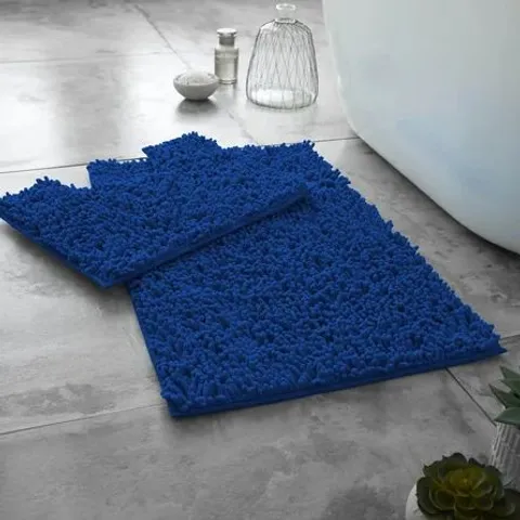 BAGGED ANGELLE 2 PIECE SET RECTANGULAR BATH MAT BLUE (1 ITEM)