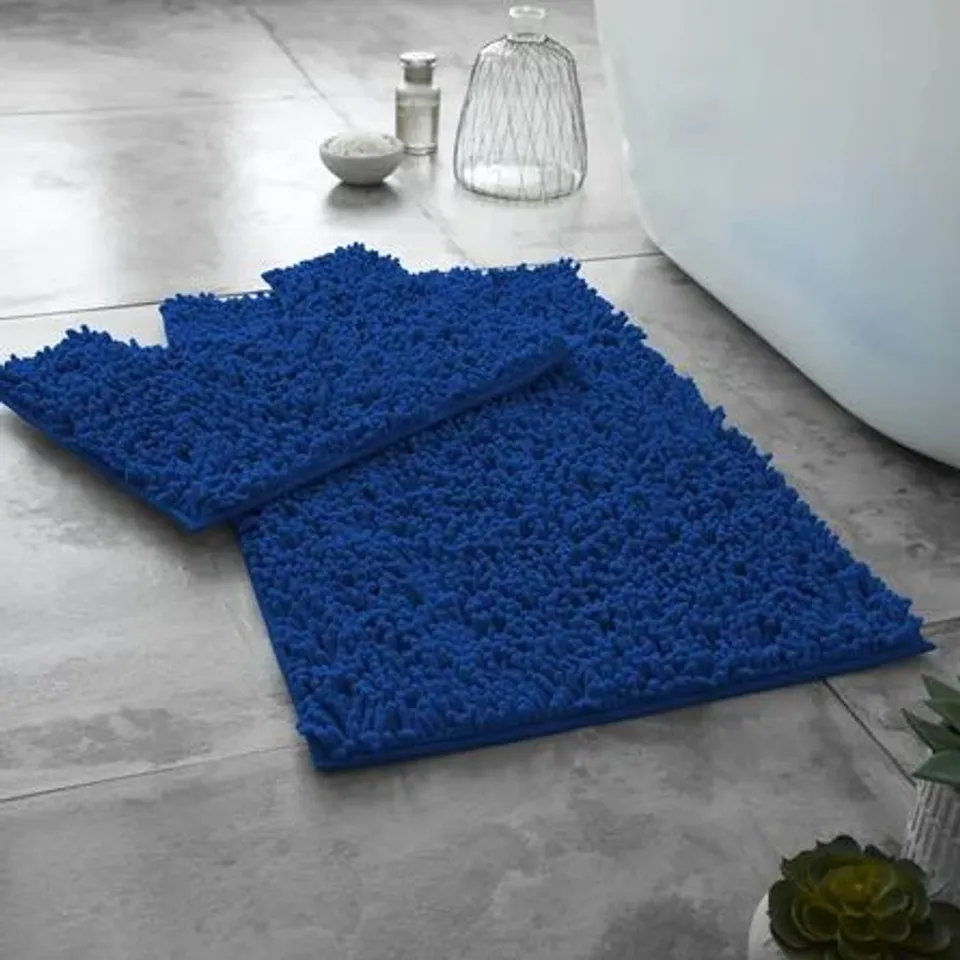 BAGGED ANGELLE 2 PIECE SET RECTANGULAR BATH MAT BLUE (1 ITEM)