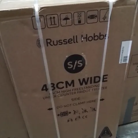 BOXED RUSSELL HOBBS RH85UCFF482E1SS 85CM 70/30 SMALL FRIDGE FREEZER - STAINLESS STEEL - E RATED