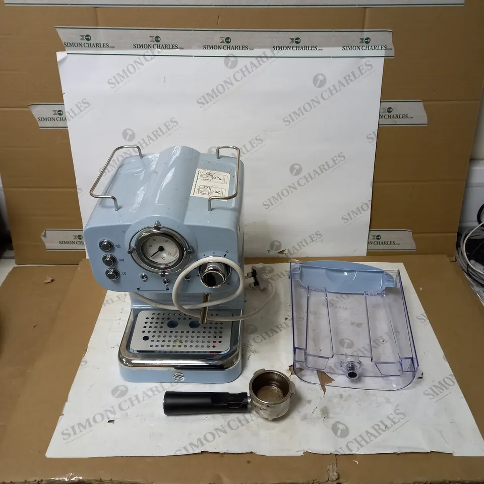 SWAN RETRO PUMP ESPRESSO COFFEE MACHINE - BLUE