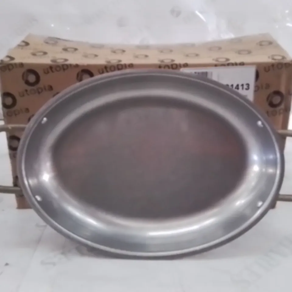 BOXED UTOPIA VINTAGE STEEL OVAL DISH APPROXIMATELY 6