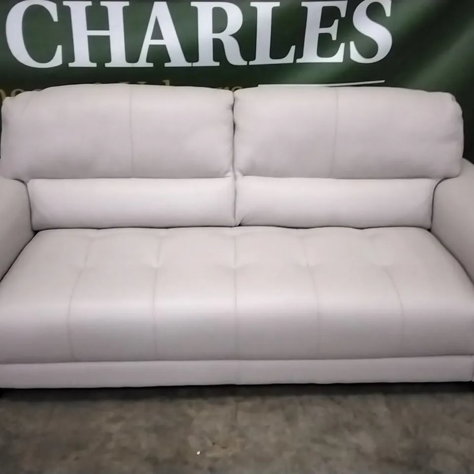 QUALITY ITALIAN DESIGNER MARCOS LARGE 3 SEATER SOFA WHITE GREY LEATHER