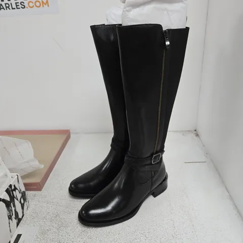MODE IN PELLE SHARLA BLACK LEATHER KNEE-HIGH BOOTS – UK 6 (EU 39)