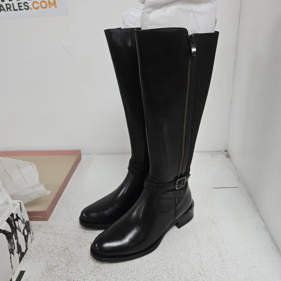 MODE IN PELLE SHARLA BLACK LEATHER KNEE-HIGH BOOTS – UK 6 (EU 39) 