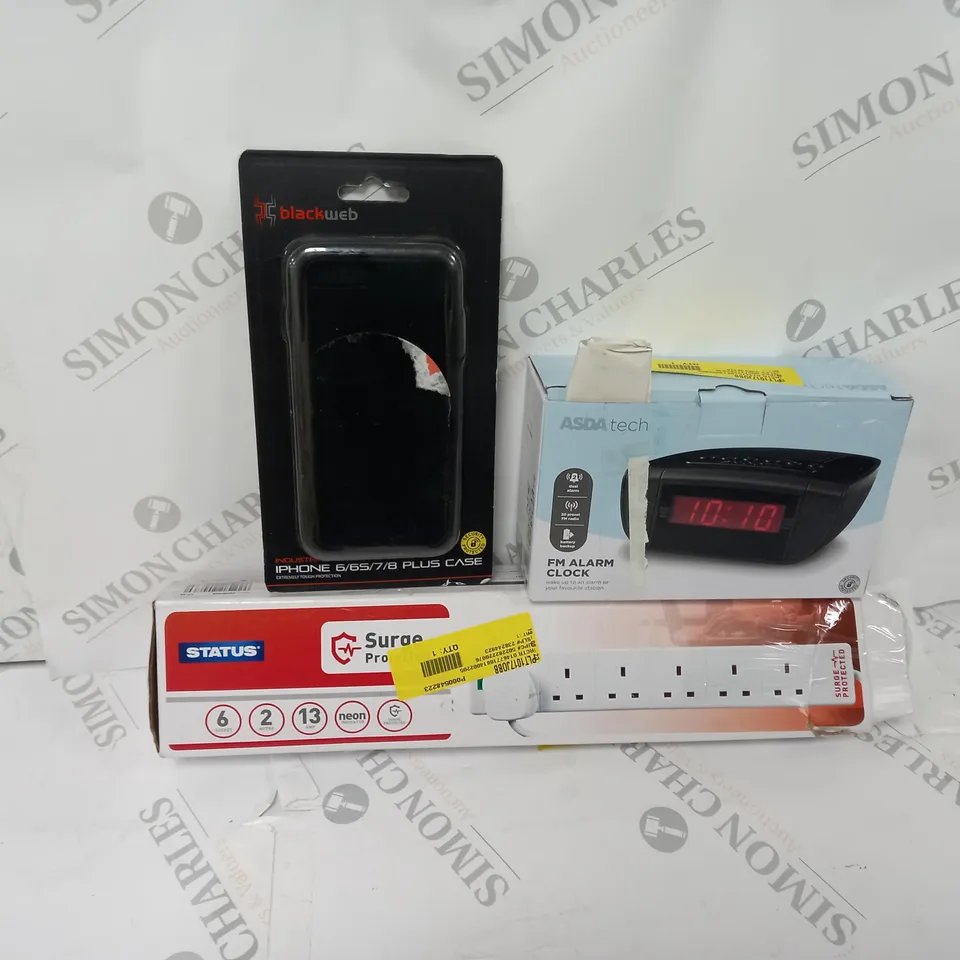 APPROXIMATELY 20 ASSORTED ITEMS TO INCLUDE SOCKET OUTLET, ALARM CLOCK, IPHONE CASE ETC.