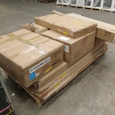 PALLET OF ASSORTED INCOMPLETE DESIGNER FURNITURE PARTS AND PIECES 