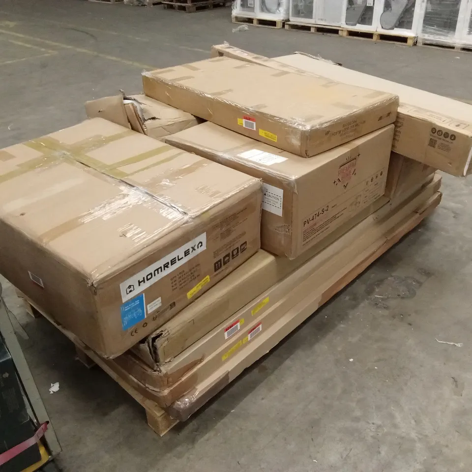 PALLET OF ASSORTED INCOMPLETE DESIGNER FURNITURE PARTS AND PIECES 