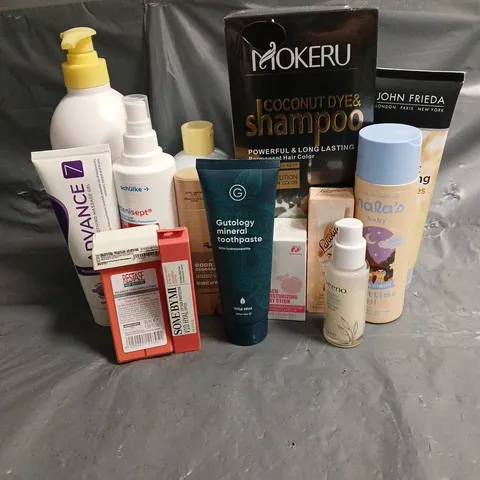 APPROXIMATELY 20 ASSORTED HEALTH & BEAUTY PRODUCTS TO INCLUDE NALA'S BABY NIGHTTIME OIL, AVEENO TRIPLE OAT SERUM, DR SQUATCH DEODORANT, ETC