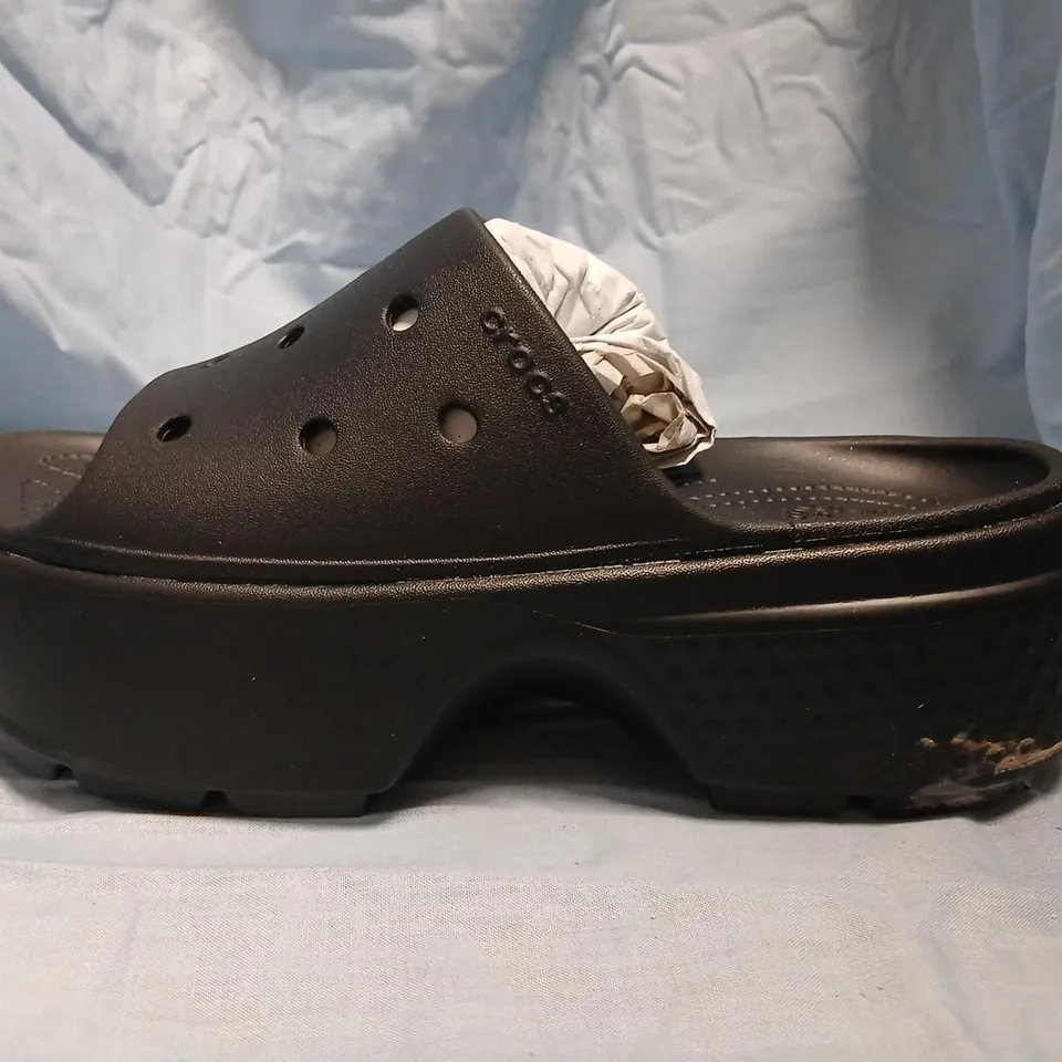 CROCS X ALDO STOMP BLACK PLATFORM SLIP-ON SANDALS