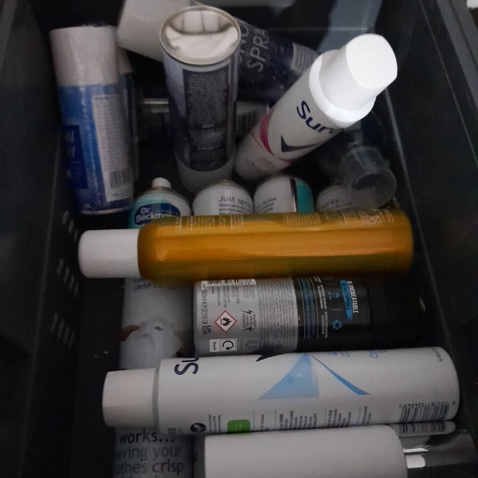 BOX OF APPROXIMATELY 15 AEROSOLS TO INCLUDE  - LYNX - SNOW SPRAY  - INSTANT CLEANER - COLLECTION ONLY 