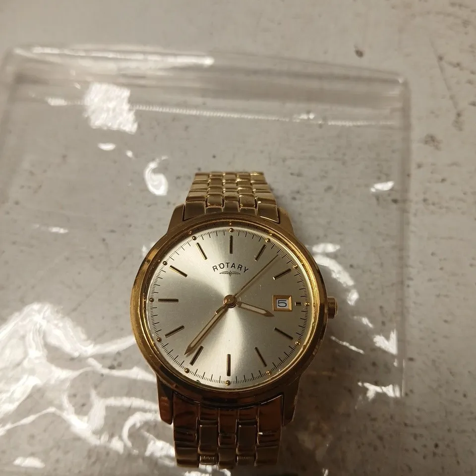 ROTARY GOLD TONE WRISTWATCH WITH DATE FUNCTION